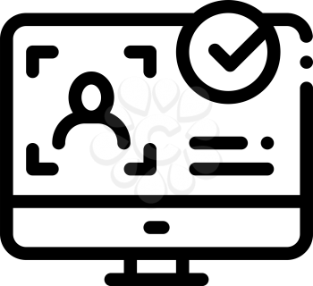 Computer Person Identity Icon Vector. Outline Computer Person Identity Sign. Isolated Contour Symbol Illustration