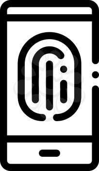 Scan Fingerprint in Phone Icon Vector. Outline Scan Fingerprint in Phone Sign. Isolated Contour Symbol Illustration