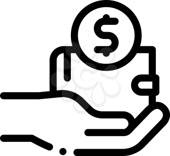 Hand Holds Wallet With Money Icon Vector. Outline Hand Holds Wallet With Money Sign. Isolated Contour Symbol Illustration