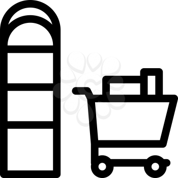 Food Cart near Counters Icon Vector. Outline Food Cart near Counters Sign. Isolated Contour Symbol Illustration