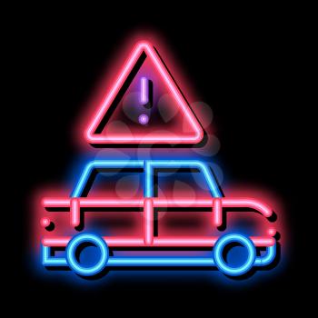 Car Danger Obstruction neon light sign vector. Glowing bright icon Car Danger Obstruction sign. transparent symbol illustration