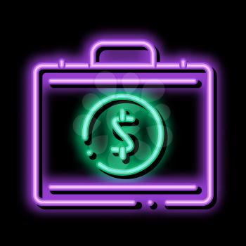 Money Dollars Case neon light sign vector. Glowing bright icon Money Dollars Case sign. transparent symbol illustration