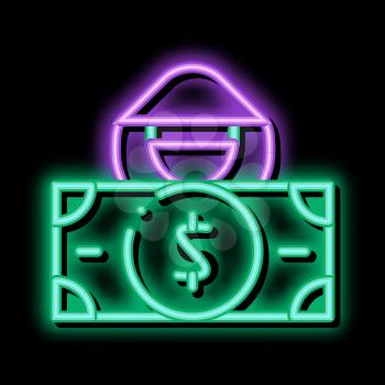 Fake Banknote Fraudster neon light sign vector. Glowing bright icon Fake Banknote Fraudster sign. transparent symbol illustration