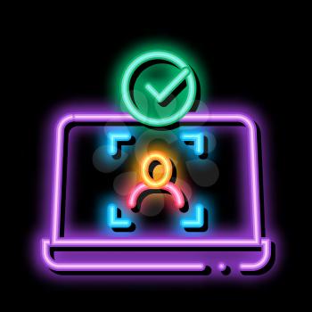 Laptop Person Identity neon light sign vector. Glowing bright icon Laptop Person Identity sign. transparent symbol illustration