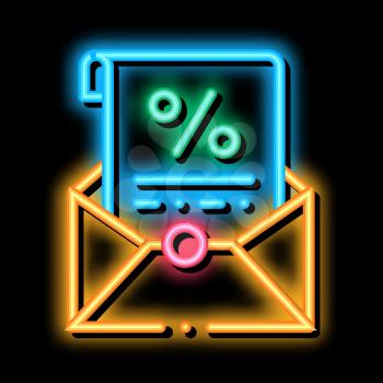 Printed Interest Letter neon light sign vector. Glowing bright icon Printed Interest Letter sign. transparent symbol illustration