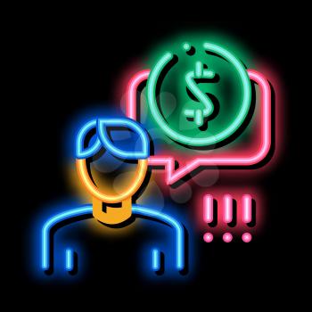 Man Persistently Waiting for Salary neon light sign vector. Glowing bright icon Man Persistently Waiting for Salary sign. transparent symbol illustration