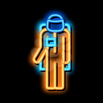 Astronaut Cosmic Suit neon light sign vector. Glowing bright icon Astronaut Cosmic Suit sign. transparent symbol illustration