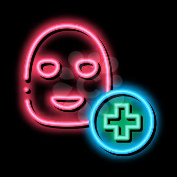Face Mask Medical Cross neon light sign vector. Glowing bright icon Face Mask Medical Cross sign. transparent symbol illustration