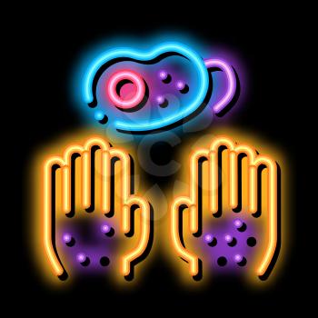 Dirty Hands And Bacteria neon light sign vector. Glowing bright icon Dirty Hands And Bacteria sign. transparent symbol illustration