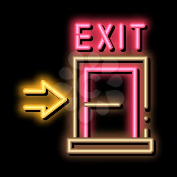 Fire-escape Exit Door neon light sign vector. Glowing bright icon Fire-escape Exit Door sign. transparent symbol illustration