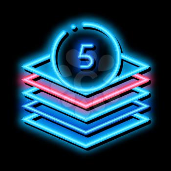 Five Layers neon light sign vector. Glowing bright icon Five Layers sign. transparent symbol illustration