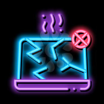 Wrecked Laptop neon light sign vector. Glowing bright icon Wrecked Laptop sign. transparent symbol illustration