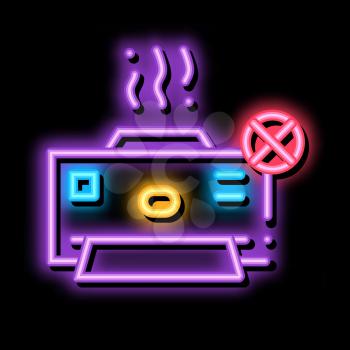 Broken Printer neon light sign vector. Glowing bright icon Broken Printer sign. transparent symbol illustration