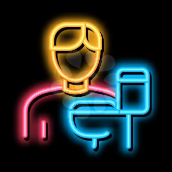 Man And Toilet neon light sign vector. Glowing bright icon Man And Toilet sign. transparent symbol illustration