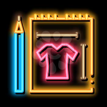Clothes Sketch neon light sign vector. Glowing bright icon Clothes Sketch sign. transparent symbol illustration
