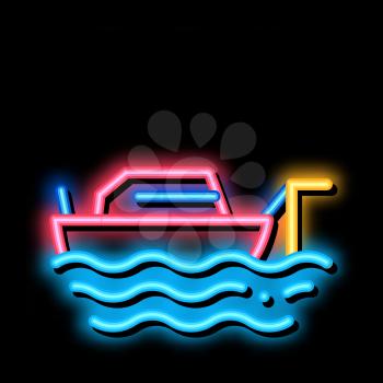 Fishing Ship neon light sign vector. Glowing bright icon Fishing Ship sign. transparent symbol illustration
