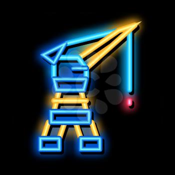 Seaport Crane neon light sign vector. Glowing bright icon Seaport Crane sign. transparent symbol illustration