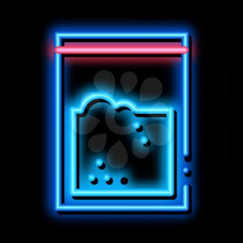 Cocaine Drug Bag neon light sign vector. Glowing bright icon Cocaine Drug Bag sign. transparent symbol illustration