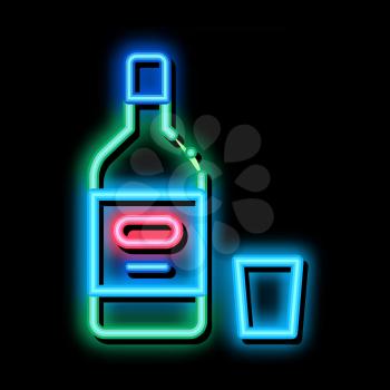 Alcohol Bottle neon light sign vector. Glowing bright icon Alcohol Bottle sign. transparent symbol illustration