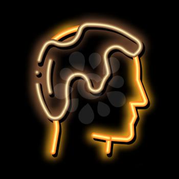 Balding Man Profile neon light sign vector. Glowing bright icon Balding Man Profile sign. transparent symbol illustration