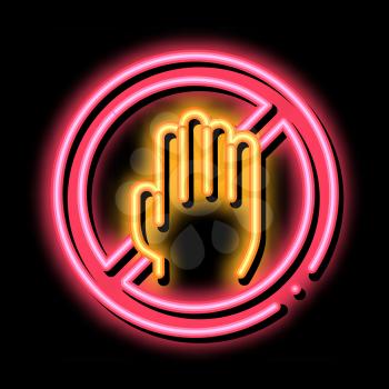Hand Crossed Mark neon light sign vector. Glowing bright icon Hand Crossed Mark sign. transparent symbol illustration