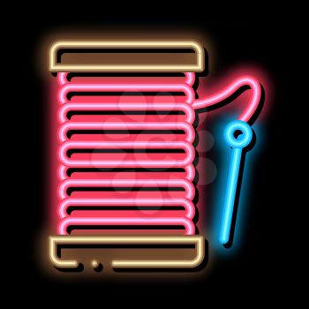 Needle Thread neon light sign vector. Glowing bright icon Needle Thread sign. transparent symbol illustration