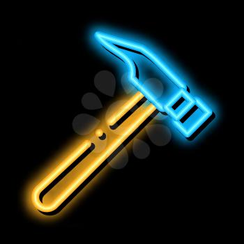 Shoe Fix Hammer neon light sign vector. Glowing bright icon Shoe Fix Hammer sign. transparent symbol illustration