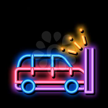 Crash Car Wall neon light sign vector. Glowing bright icon Crash Car Wall sign. transparent symbol illustration