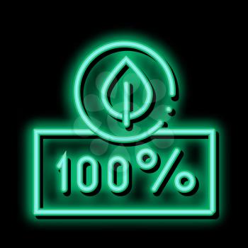 Hundred Percent neon light sign vector. Glowing bright icon Hundred Percent sign. transparent symbol illustration