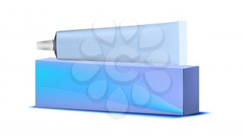 Toothpaste Blank Tube And Box Packaging Vector. Mouth Tooth Brush Toothpaste Container And Package. Mouth Oral Hygiene Medical Treatment Procedure Template Realistic 3d Illustration