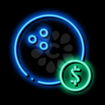 Bowling Ball Coin neon light sign vector. Glowing bright icon Bowling Ball Coin isometric sign. transparent symbol illustration