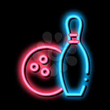 Game Ball Skittle neon light sign vector. Glowing bright icon Game Ball Skittle isometric sign. transparent symbol illustration