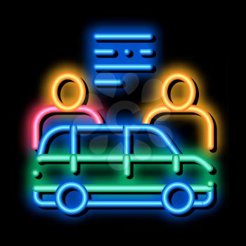 Car Dealer Buyer neon light sign vector. Glowing bright icon Car Dealer Buyer isometric sign. transparent symbol illustration