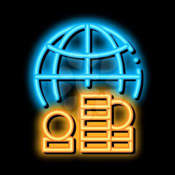 Worldwide Money neon light sign vector. Glowing bright icon Worldwide Money isometric sign. transparent symbol illustration