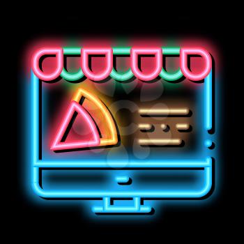 Pizza Site Order neon light sign vector. Glowing bright icon Pizza Site Order isometric sign. transparent symbol illustration