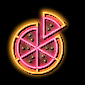 Sliced Pizza neon light sign vector. Glowing bright icon Sliced Pizza isometric sign. transparent symbol illustration
