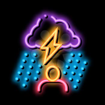 Rainy Cloud Man neon light sign vector. Glowing bright icon Rainy Cloud Man isometric sign. transparent symbol illustration