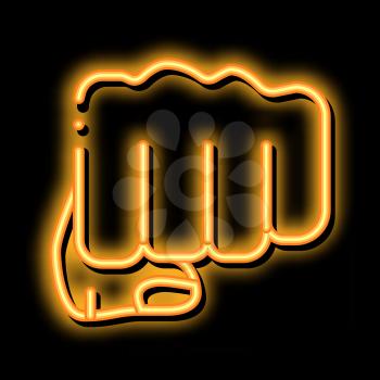 Boxer Fist Punch neon light sign vector. Glowing bright icon Boxer Fist Punch sign. transparent symbol illustration