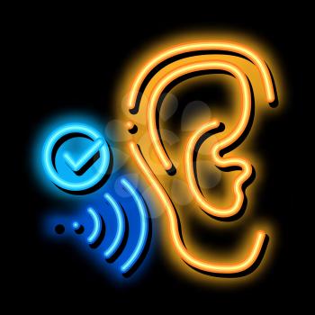 Good Hearing Perception neon light sign vector. Glowing bright icon Good Hearing Perception sign. transparent symbol illustration