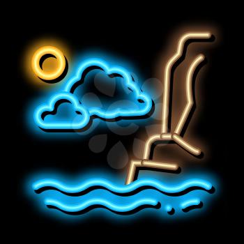 Night Sea neon light sign vector. Glowing bright icon Night Sea sign. transparent symbol illustration