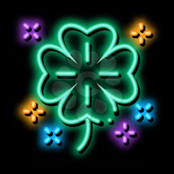 Cloverneon light sign vector. Glowing bright icon Clover sign. transparent symbol illustration