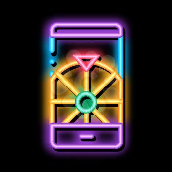 Phone Roulette neon light sign vector. Glowing bright icon Phone Roulette sign. transparent symbol illustration