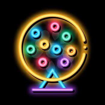 Lottery Drum neon light sign vector. Glowing bright icon Lottery Drum sign. transparent symbol illustration