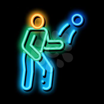 Player Throwing Ball neon light sign vector. Glowing bright icon Player Throwing Ball sign. transparent symbol illustration