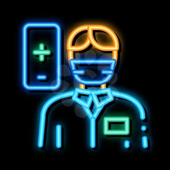 Doctor Human neon light sign vector. Glowing bright icon Doctor Human sign. transparent symbol illustration