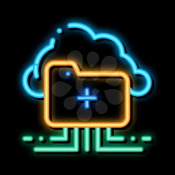 Cloud Storage neon light sign vector. Glowing bright icon Cloud Storage sign. transparent symbol illustration