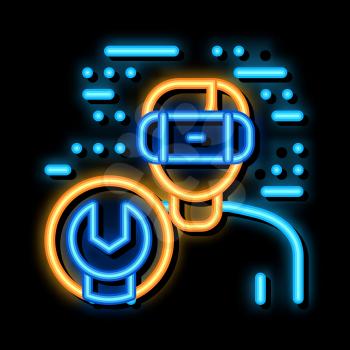 Vr Glasses Repair neon light sign vector. Glowing bright icon Vr Glasses Repair sign. transparent symbol illustration