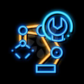 Robot Repair neon light sign vector. Glowing bright icon Robot Repair sign. transparent symbol illustration