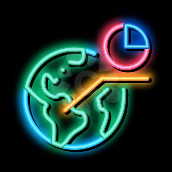 International Statistician neon light sign vector. Glowing bright icon Worldwide Statistician Analytics, Earth Globe, Planet Sphere sign. transparent symbol illustration
