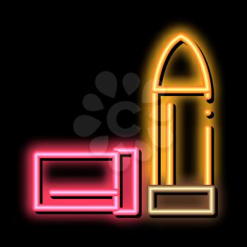 Hunting Bullet neon light sign vector. Glowing bright icon Hunting Bullet sign. transparent symbol illustration